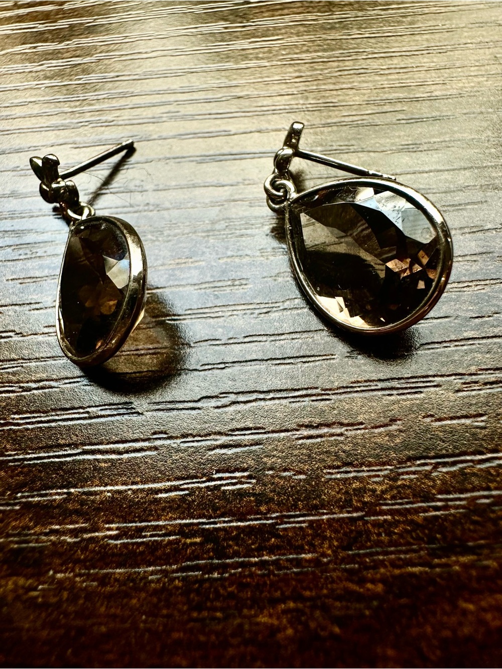 Smoky Topaz Drop Earrings Silver